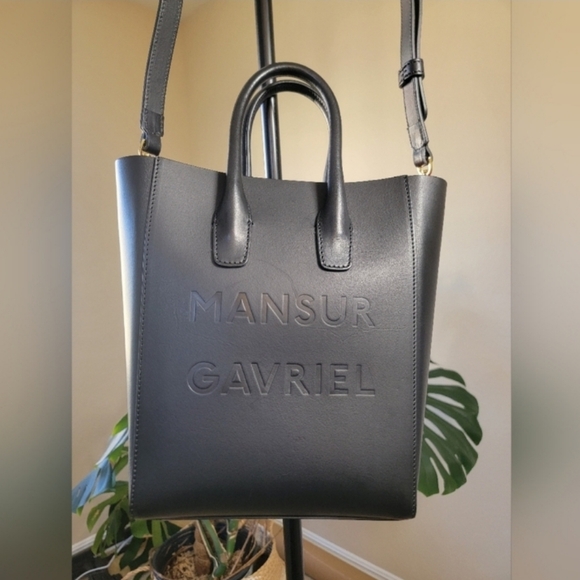 Mansur Gavriel Black Logo Mini NS Tote Flamma